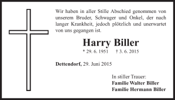 Traueranzeige von Harry Biller von Neustadt/ Scheinfeld/ Uffenheim