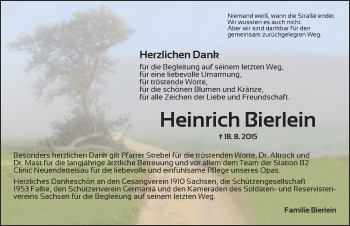 Traueranzeige von Heinrich Bierlein von Ansbach
