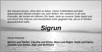 Traueranzeige von Sigrun  von Neustadt/ Scheinfeld/ Uffenheim