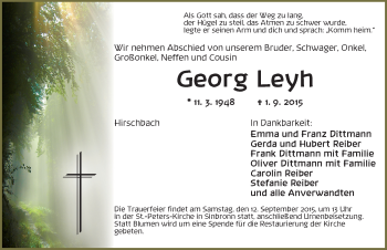 Traueranzeige von Georg Leyh von Dinkelsbühl/ Feuchtwangen