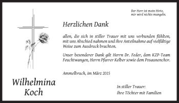 Traueranzeige von Wilhelmina Koch von Dinkelsbühl/ Feuchtwangen