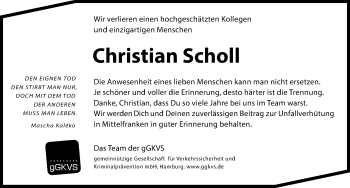 Traueranzeige von Christian Scholl von Gesamtausgabe