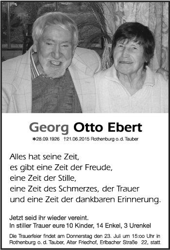 Traueranzeige von Georg Otto Ebert von Rothenburg