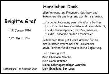 Traueranzeige von Brigitte Graf von Rothenburg