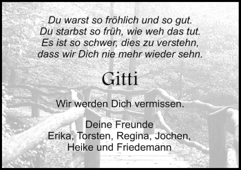 Traueranzeige von Gitti  von Rothenburg