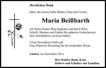 Traueranzeige von Maria Beißbarth von Rothenburg