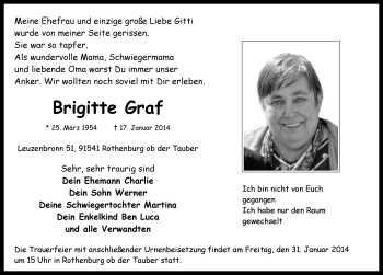 Traueranzeige von Brigitte Graf von Rothenburg
