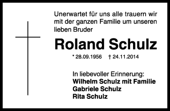 Traueranzeige von Roland Schulz von Rothenburg