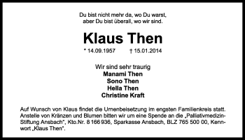 Traueranzeige von Klaus Then von Rothenburg