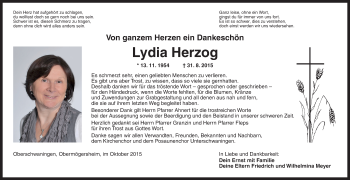 Traueranzeige von Lydia Herzog von Dinkelsbühl/ Feuchtwangen