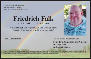 Traueranzeige von Friedrich Falk von Dinkelsbühl/ Feuchtwangen