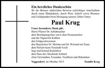 Traueranzeige von Paul Krug von Neustadt/ Scheinfeld/ Uffenheim