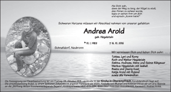 Traueranzeige von Andrea Arold von Dinkelsbühl/ Feuchtwangen