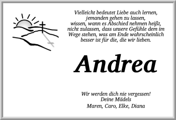 Traueranzeige von Andrea Arold von Dinkelsbühl/ Feuchtwangen