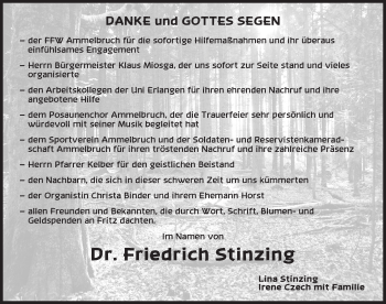 Traueranzeige von Friedrich Stinzing von Dinkelsbühl/ Feuchtwangen