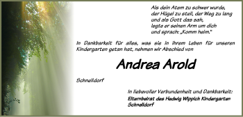 Traueranzeige von Andrea Arold von Dinkelsbühl/ Feuchtwangen