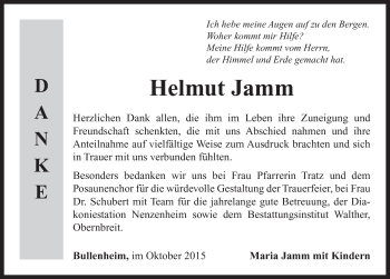 Traueranzeige von Helmut Jamm von Neustadt/ Scheinfeld/ Uffenheim