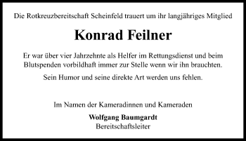 Traueranzeige von Konrad Feilner von Neustadt/ Scheinfeld/ Uffenheim