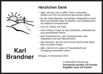 Traueranzeige von Karl Brandner von Dinkelsbühl/ Feuchtwangen