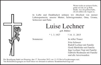 Traueranzeige von Luise Lechner von Dinkelsbühl/ Feuchtwangen