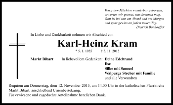 Traueranzeige von Karl-Heinz Kram von Neustadt/ Scheinfeld/ Uffenheim