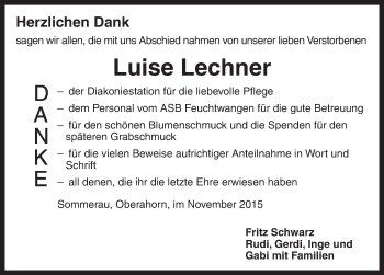 Traueranzeige von Luise Lechner von Dinkelsbühl/ Feuchtwangen