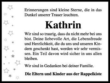 Traueranzeige von Kathrin  von Rothenburg