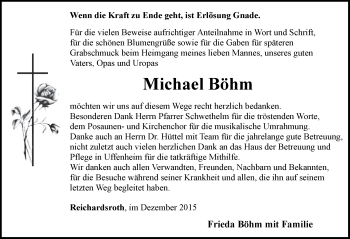 Traueranzeige von Michael Böhm von Neustadt/ Scheinfeld/ Uffenheim