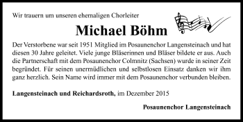 Traueranzeige von Michael Böhm von Neustadt/ Scheinfeld/ Uffenheim