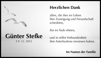 Traueranzeige von Günter Stefke von Neustadt/ Scheinfeld/ Uffenheim