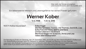 Traueranzeige von Werner Kober von Ansbach