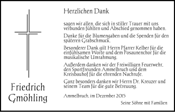 Traueranzeige von Friedrich Gmöhling von Dinkelsbühl/ Feuchtwangen