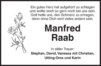 Traueranzeige von Manfred Raab von Ansbach