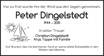 Traueranzeige von Peter Dingelstedt von Dinkelsbühl/ Feuchtwangen