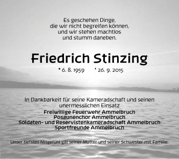 Traueranzeige von Friedrich Stinzing von Dinkelsbühl/ Feuchtwangen