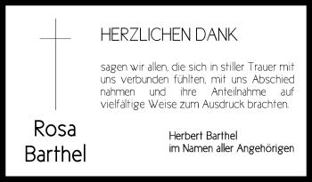 Traueranzeige von Rosa Barthel von Dinkelsbühl/ Feuchtwangen