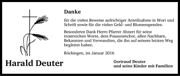 Traueranzeige von Harald Deuter von Dinkelsbühl/ Feuchtwangen