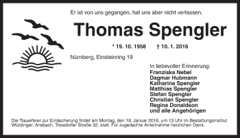 Traueranzeige von Thomas Spengler von Ansbach