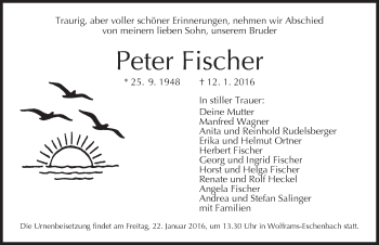 Traueranzeige von Peter Fischer von Ansbach
