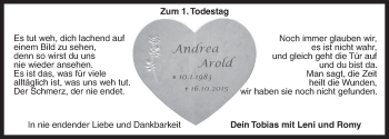 Traueranzeige von Andrea Arold von Dinkelsbühl/ Feuchtwangen