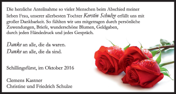 Traueranzeige von Kerstin Schulze von Rothenburg