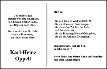 Traueranzeige von Karl-Heinz Oppelt von Dinkelsbühl/ Feuchtwangen