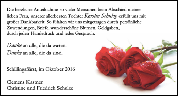 Traueranzeige von Kerstin Schulze von Dinkelsbühl/ Feuchtwangen