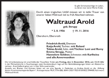 Traueranzeige von Waltraud Arold von Ansbach