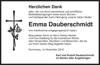 Traueranzeige von Emma Dauberschmid von Dinkelsbühl/ Feuchtwangen