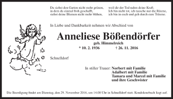 Traueranzeige von Anneliese Bößendörfer von Dinkelsbühl/ Feuchtwangen