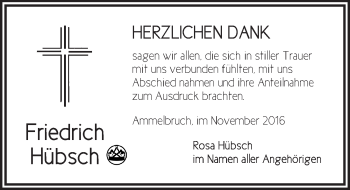 Traueranzeige von Friedrich Hübsch von Dinkelsbühl/ Feuchtwangen