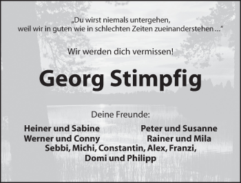 Traueranzeige von Georg Stimpfig von Dinkelsbühl/ Feuchtwangen