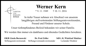 Traueranzeige von Werner Kern von Neustadt/ Scheinfeld/ Uffenheim