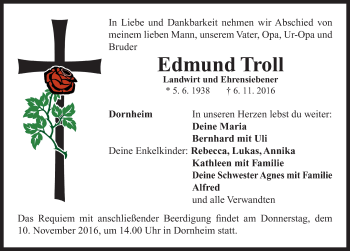 Traueranzeige von Edmund Troll von Neustadt/ Scheinfeld/ Uffenheim